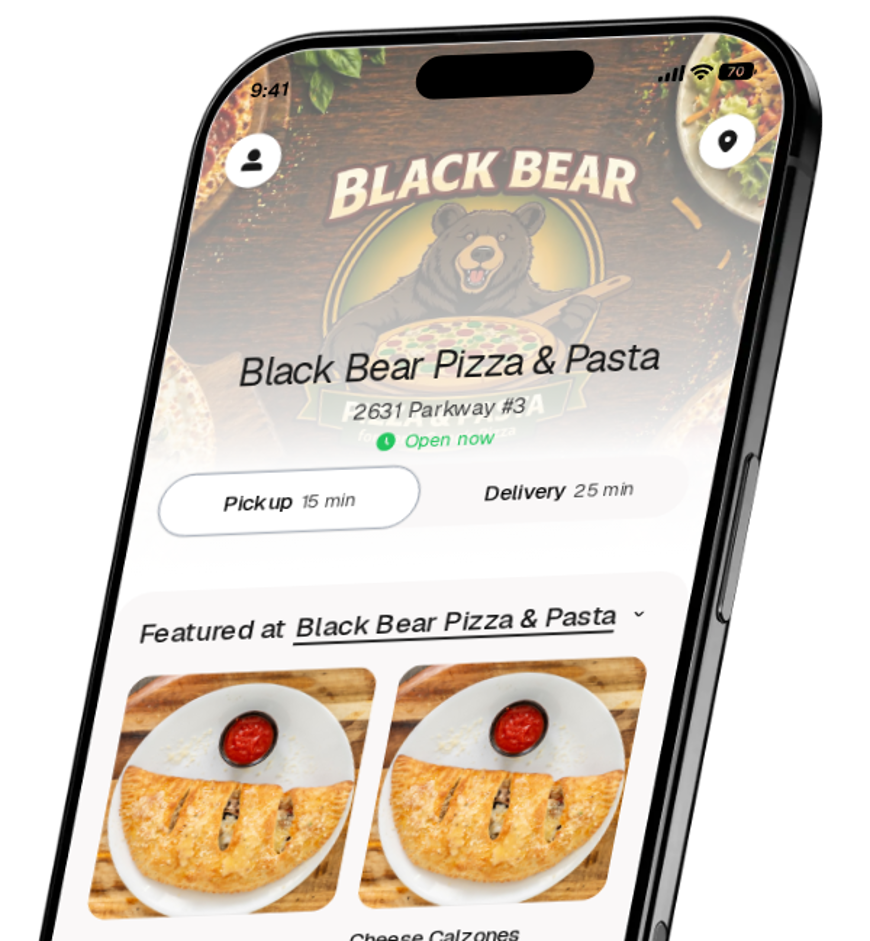 Black Bear Pizza & Pasta app preview